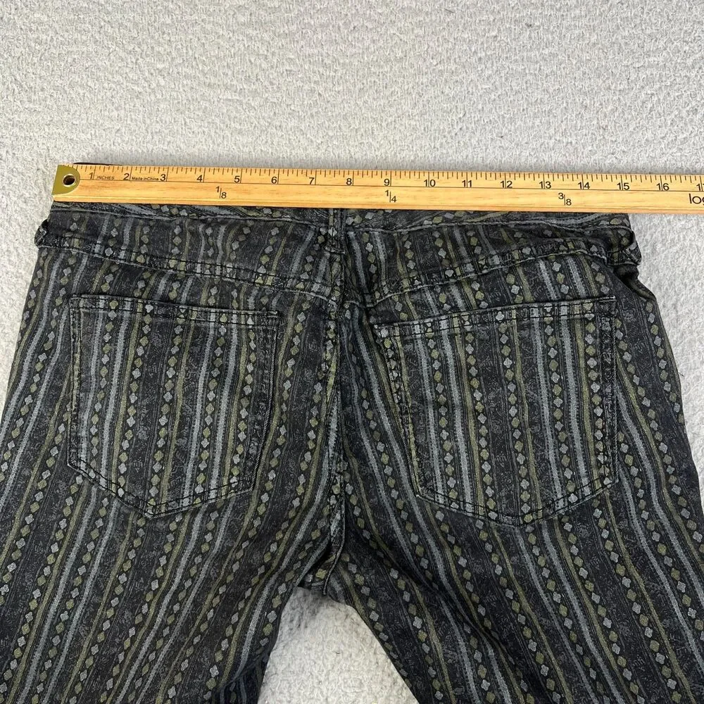 Free People Jeans Womens 28 Black Gray Striped Skinny Mid Rise Denim 30 x 26